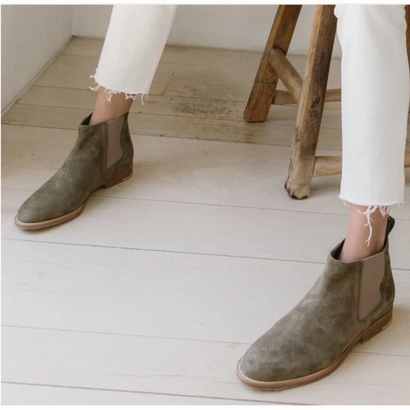 Olive Green Suede Boots - Picture 1 of 7
